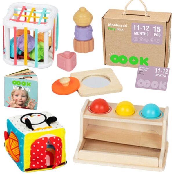TOOKY TOY Box Pudełko XXL Montessori Edukacyjne 5w1 Sensoryczne 11-12 Mies-01