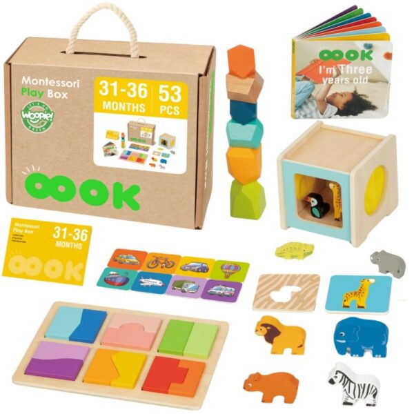 WOOPIE GREEN Box Pudełko XXL Montessori Edukacyjne 7w1 Sensoryczne 31-36 Mies. FSC-01