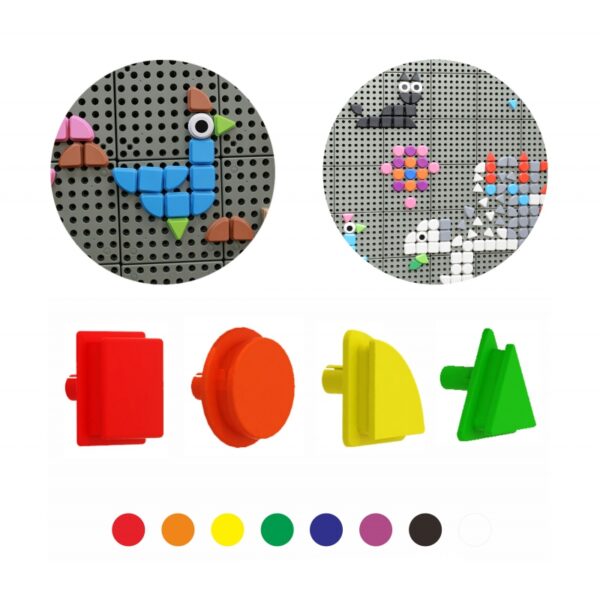 MASTERKIDZ Zestaw Kołeczki w kształcie figur geometrycznych 64szt do tablic STEM-01