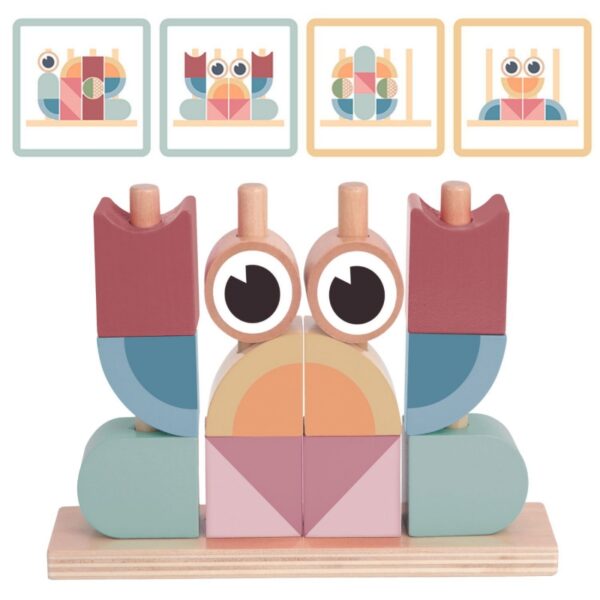 TOOKY TOY Krab Układanka Drewniana Stosy Klocki Bloki Pastelowy-01