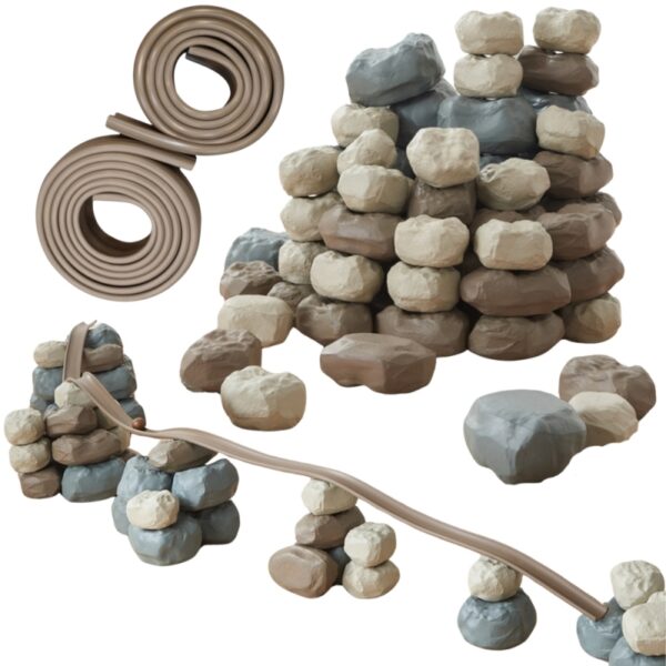 MASTERKIDZ Elastyczny Tor Kulkowy + Gumowe Kamienie Konstrukcyjne 98 el.-01