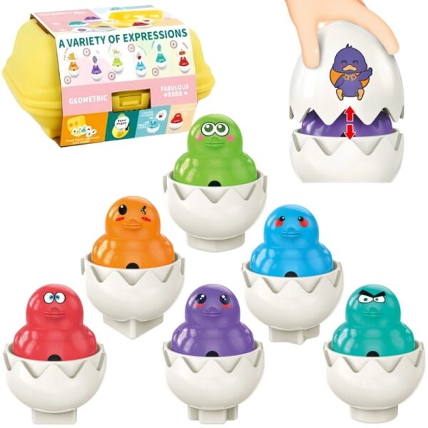 WOOPIE Układanka Sorter Montessori Dopasuj Kształty Zabawne Kurczaczki Jajka 6szt-01 WOOPIE Układanka Sorter Montessori Dopasuj Kształty Zabawne Kurczaczki Jajka 6szt-01