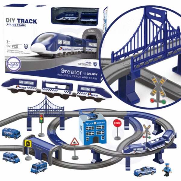 WOOPIE Kolejka Elektryczna Tor Samochodowy Komisariat Policji Helikopter Auta 92 el.-01