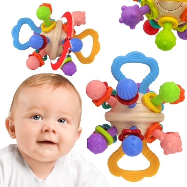 WOOPIE BABY Miękka Grzechotka 2w1 Gryzak Zabawka Sensoryczna dla Niemowląt 0m+-01