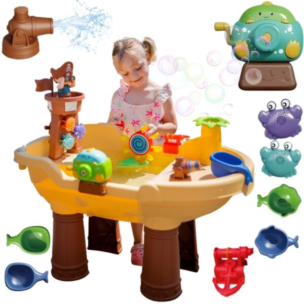 WOOPIE Stolik Wodny 2w1 Piaskownica Statek Piracki XL z Maszyna do Robienia Baniek Mydlanych-01 WOOPIE Stolik Wodny 2w1 Piaskownica Statek Piracki XL z Maszyna do Robienia Baniek Mydlanych-01