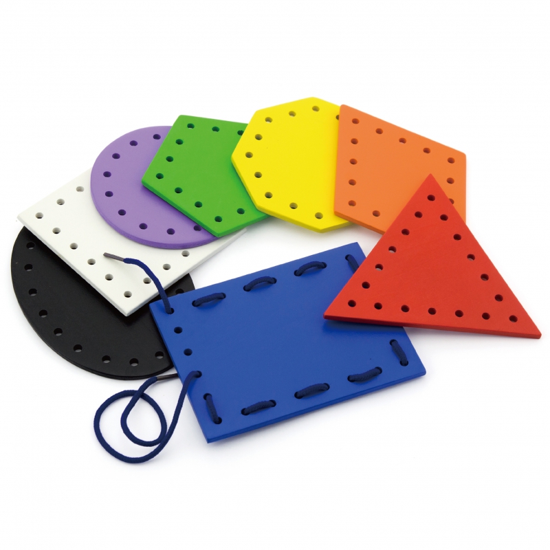 VIGA Drewniane Kształty do nawlekania i sznurowania Montessori-01