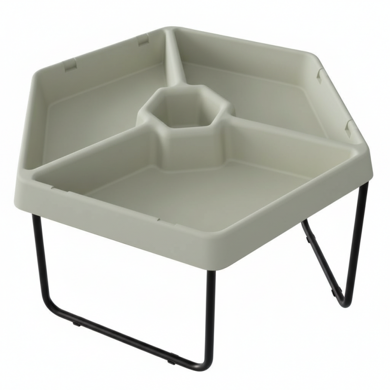 MASTERKIDZ Sześciokątny Stolik Do Zabawy Piaskiem i Wodą 3 Komory Regulowana Wysokość-01