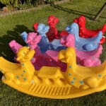 WOOPIE Bujak Wieloosobowy Dino Huśtawka Równoważna Różowa - 009
