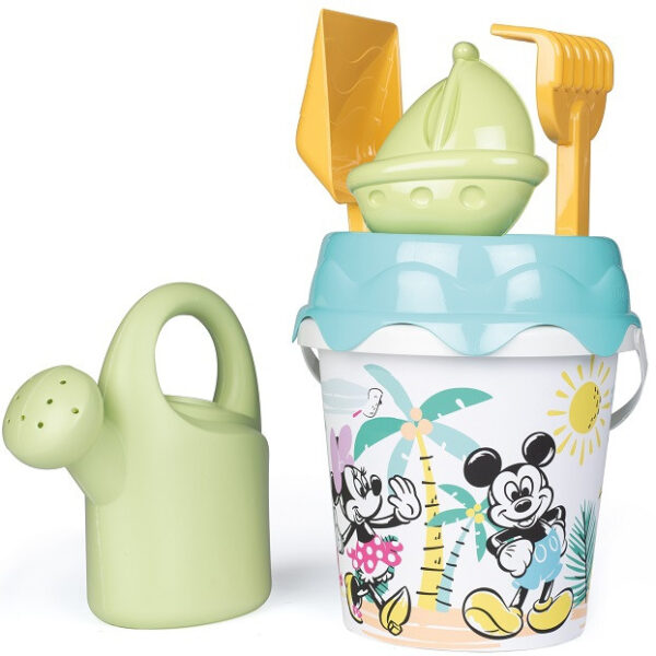 SMOBY Green Wiaderko Myszka Miki Minnie z akcesoriami do piasku i konewką z bioplastiku - 001