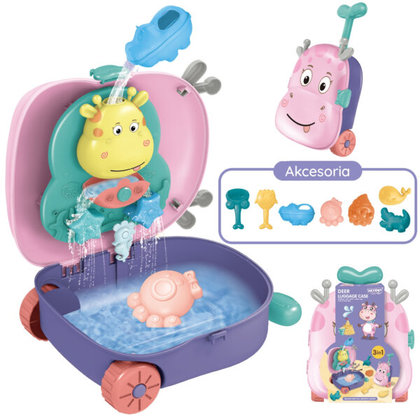 WOOPIE Zestaw do Piasku 3w1 Walizka  Jelonek + Zabawka Wodna - 003