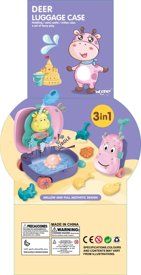 WOOPIE Zestaw do Piasku 3w1 Walizka  Jelonek + Zabawka Wodna - 012