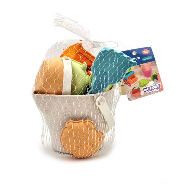 WOOPIE GREEN Zestaw do Piasku + Koparka w Wiaderku 7 el. BIODEGRADOWALNY ORGANICZNY MATERIAŁ - 002