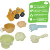 WOOPIE GREEN Zestaw do Piasku + Koparka w Wiaderku 7 el. BIODEGRADOWALNY ORGANICZNY MATERIAŁ - 004