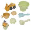 WOOPIE GREEN Zestaw do Piasku + Koparka w Wiaderku 7 el. BIODEGRADOWALNY ORGANICZNY MATERIAŁ - 005