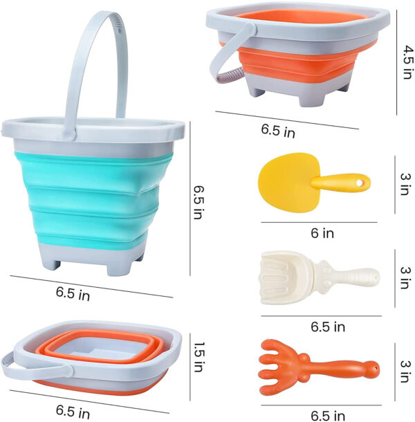 WOOPIE Zestaw Wiaderko Składane z Grabkami Łopatką Niebieskie - 006