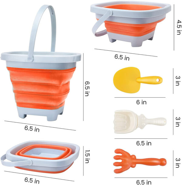 WOOPIE Zestaw Wiaderko Składane z Grabkami Łopatką Pomarańczowe - 006