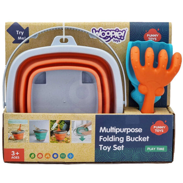 WOOPIE Zestaw Wiaderko Składane z Grabkami Łopatką Pomarańczowe - 010