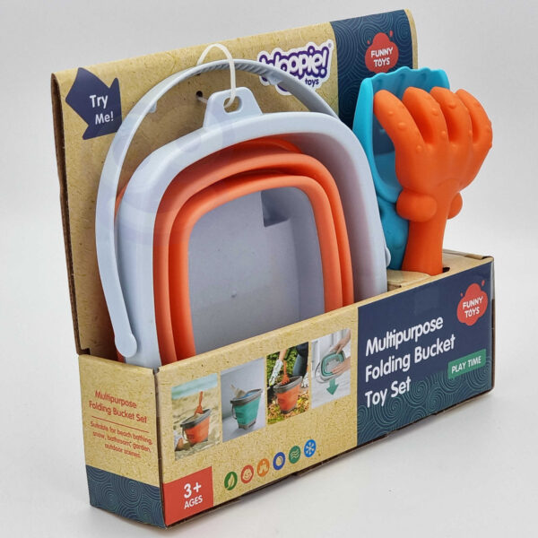 WOOPIE Zestaw Wiaderko Składane z Grabkami Łopatką Pomarańczowe - 011