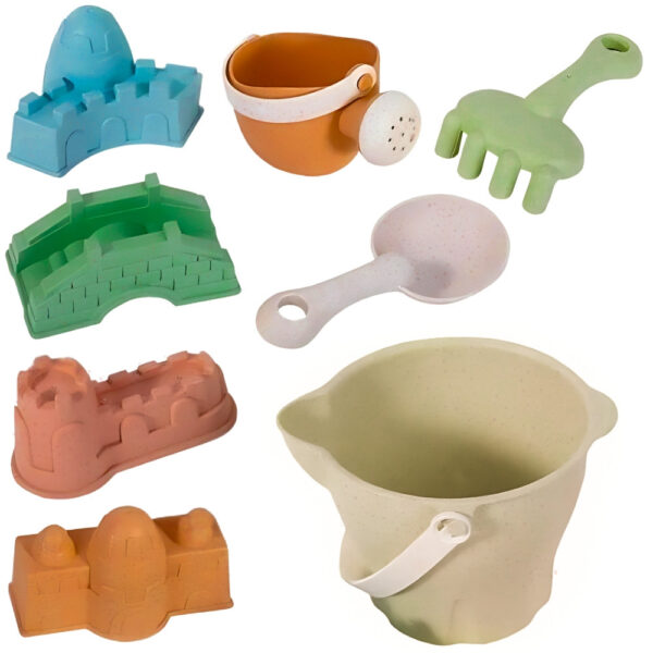 WOOPIE GREEN Zestaw do Piasku  w Wiaderku Zamki 8 el. BIODEGRADOWALNY ORGANICZNY MATERIAŁ - 001