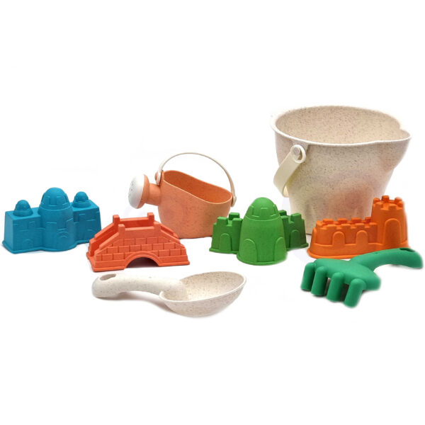 WOOPIE GREEN Zestaw do Piasku  w Wiaderku Zamki 8 el. BIODEGRADOWALNY ORGANICZNY MATERIAŁ - 003