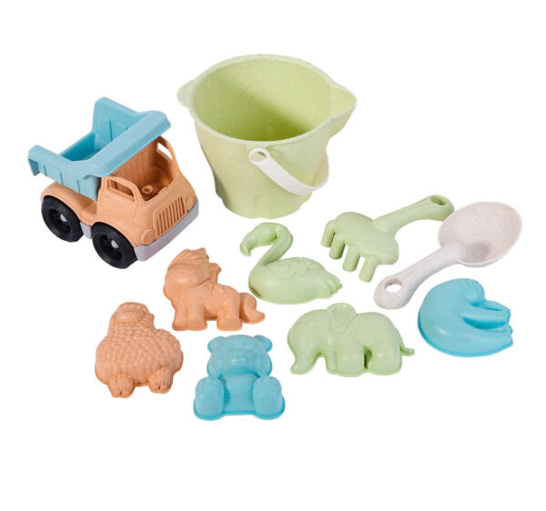 WOOPIE GREEN Zestaw do Piasku w Wiaderku z Samochodem 11 el. BIODEGRADOWALNY ORGANICZNY MATERIAŁ - 008