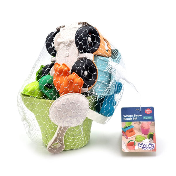 WOOPIE GREEN Zestaw do Piasku w Wiaderku z Samochodem 11 el. BIODEGRADOWALNY ORGANICZNY MATERIAŁ - 009