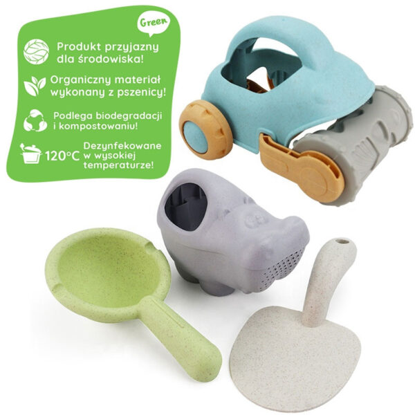 WOOPIE GREEN Zestaw do Piasku z Samochodzikiem 10 el. BIODEGRADOWALNY ORGANICZNY MATERIAŁ - 003