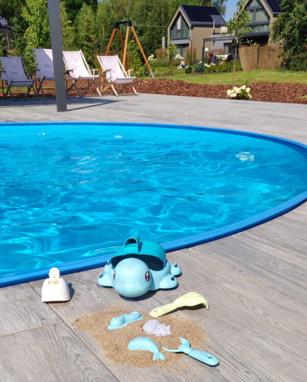 WOOPIE GREEN  Zestaw 2w1 do Piasku i Wanny Żółwik Niebieski 8 el. BIODEGRADOWALNY ORGANICZNY MATERIAŁ - 005