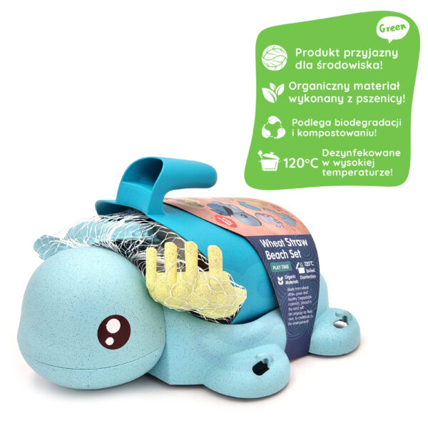 WOOPIE GREEN  Zestaw 2w1 do Piasku i Wanny Żółwik Niebieski 8 el. BIODEGRADOWALNY ORGANICZNY MATERIAŁ - 009