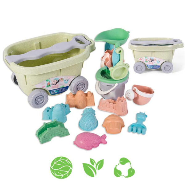 WOOPIE GREEN Zestaw do Piasku z Wózkiem 13 el. BIODEGRADOWALNY ORGANICZNY MATERIAŁ - 001