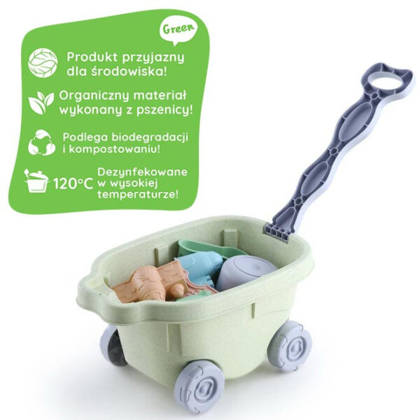 WOOPIE GREEN Zestaw do Piasku z Wózkiem 13 el. BIODEGRADOWALNY ORGANICZNY MATERIAŁ - 002