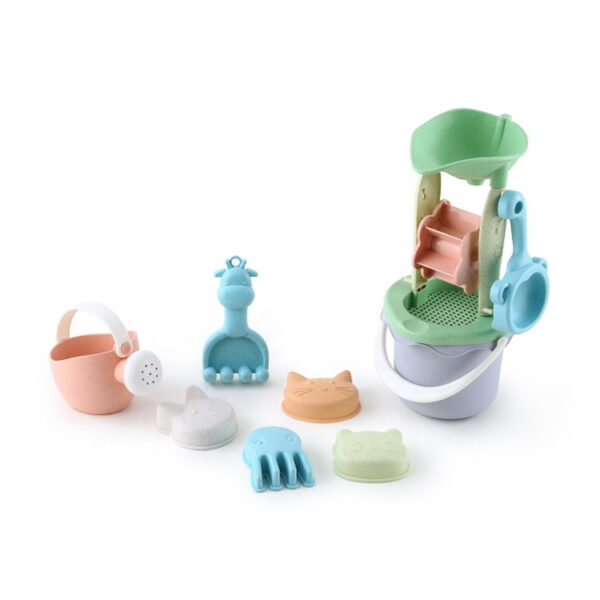 WOOPIE GREEN Zestaw do Piasku w Wiaderku z Kołowrotkiem 9 el. BIODEGRADOWALNY ORGANICZNY MATERIAŁ - 008