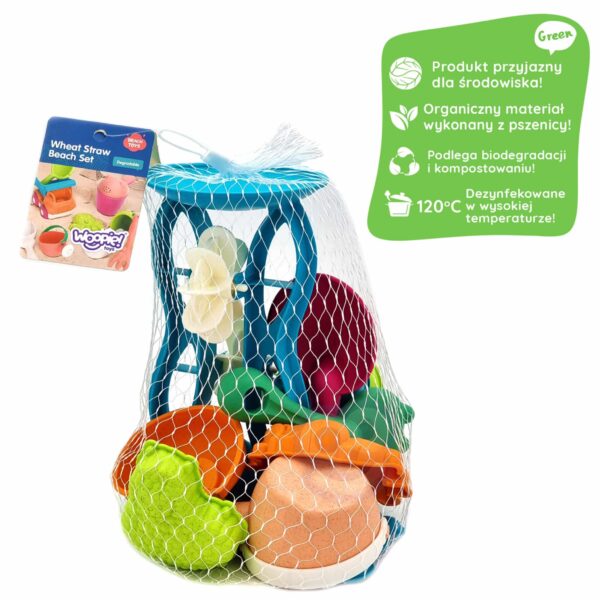 WOOPIE GREEN Zestaw do Piasku z Kołowrotkiem i Konewką 10 el. BIODEGRADOWALNY ORGANICZNY MATERIAŁ - 002