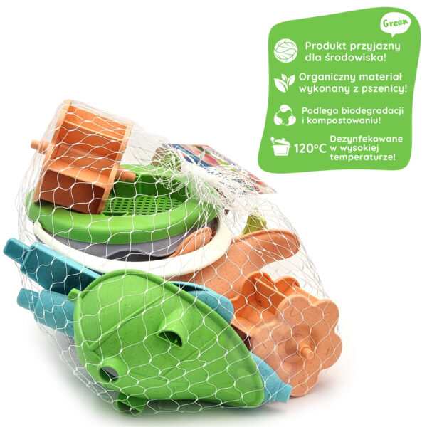 WOOPIE GREEN Zestaw z Wiaderkiem i Kołowrotkiem 4 el. BIODEGRADOWALNY ORGANICZNY MATERIAŁ - 002
