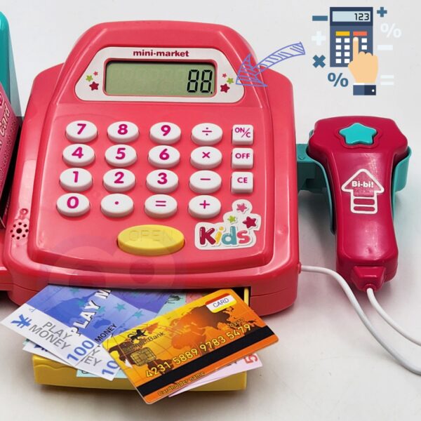 WOOPIE Kasa Sklepowa z Półką i Akcesoriami Różowa - 002