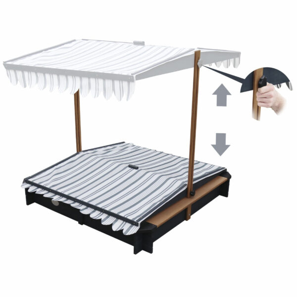 AXI Drewniana Piaskownica z Daszkiem Zamykana z Ławkami - 003