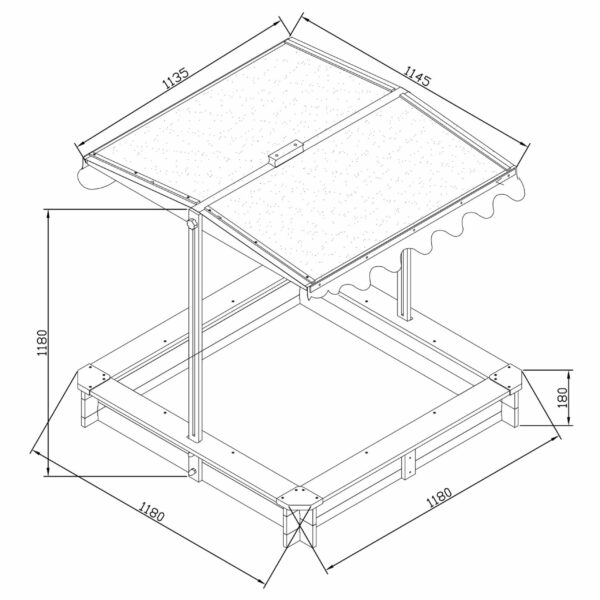 AXI Drewniana Piaskownica z Daszkiem Zamykana z Ławkami - 010