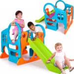 FEBER Duży Plac Zabaw Activity Center Zjeżdżalnia 100 cm Ścianka Wspinaczkowa Kształty - 001