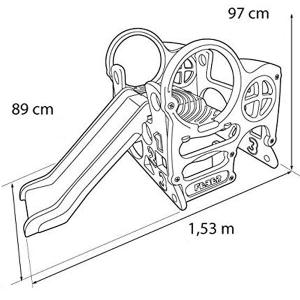 FEBER Duży Plac Zabaw Activity Center Zjeżdżalnia 100 cm Ścianka Wspinaczkowa Kształty - 006