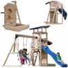 AXI Drewniany Duży Plac Zabaw Huśtawki Zjeżdżalnia Wieża + Piaskownica - 001