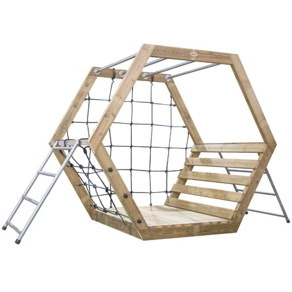 CLASSIC WORLD EDU Drewniany Plac Zabaw XXL Zestaw do Wspinaczki Heksagonalny - 001