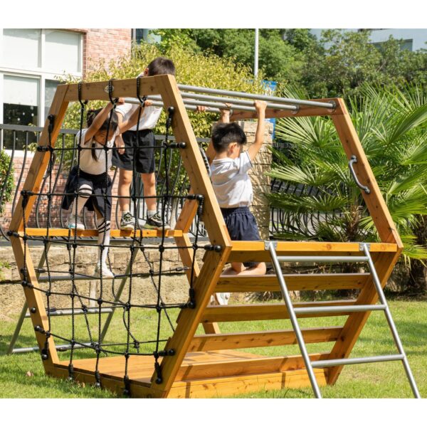 CLASSIC WORLD EDU Drewniany Plac Zabaw XXL Zestaw do Wspinaczki Heksagonalny - 003