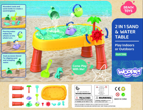 WOOPIE Stolik Wodny 2w1 Piaskownica Statek Piracki 8 akc. - 012