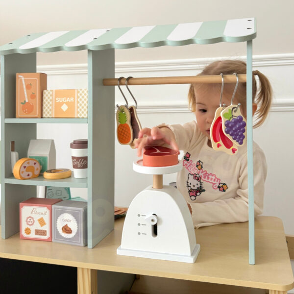 WOOPIE GREEN Duży Wielofunkcyjny Sklepik 5w1 Stragan Supermarket Restauracja Kawiarnia Kuchnia 73 el - 004