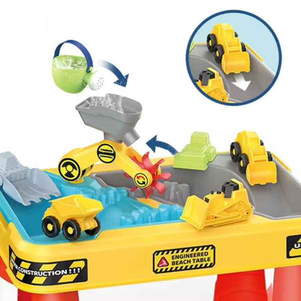 WOOPIE Stolik Wodny 2w1 Piaskownica Plac Budowy + 4 Autka 12el. - 008