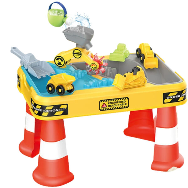 WOOPIE Stolik Wodny 2w1 Piaskownica Plac Budowy + 4 Autka 12el. - 009