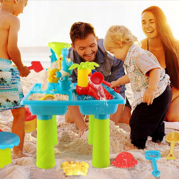 WOOPIE Stolik Wodny 2w1 Piaskownica z Krzesełkiem XL Aquapark 4-Baseny 13 akc. - 002