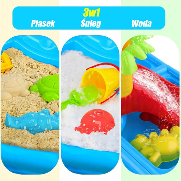 WOOPIE Stolik Wodny 2w1 Piaskownica z Krzesełkiem XL Aquapark 4-Baseny 13 akc. - 004