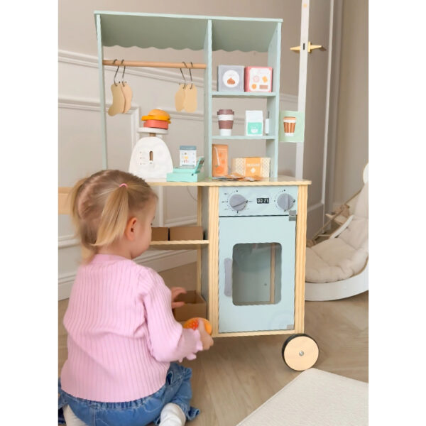 WOOPIE GREEN Duży Wielofunkcyjny Sklepik 5w1 Stragan Supermarket Restauracja Kawiarnia Kuchnia 73 el - 008