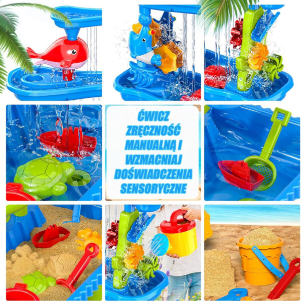 WOOPIE Ogromny Aquapark Stolik Wodny 6w1 Piaskownica Wodospad Tor Wodny 6-poziomowy Modułowy - 007